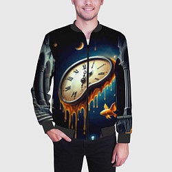 Бомбер мужской Течение времени - сюрреализм, цвет: 3D-черный — фото 2