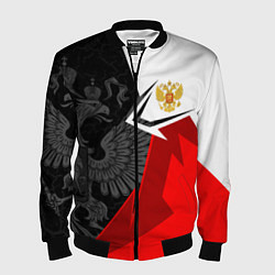 Мужской бомбер Герб России - красно-белый
