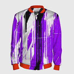 Мужской бомбер Вертикальные чёрно-белые линии на фиолетовом фоне