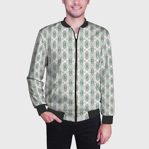 Мужской бомбер Вертикальный узор с геометрическим рисунком / 3D-Черный – фото 3