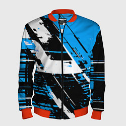 Мужской бомбер Diagonal black and white stripes on a blue backgro