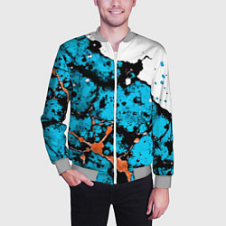 Бомбер мужской Оранжево-голубая абстракция на белом фоне, цвет: 3D-меланж — фото 2