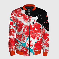 Бомбер мужской Сине красная абстракция на чёрном фоне, цвет: 3D-красный