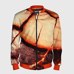 Мужской бомбер Трещины на абстрактном красном фоне