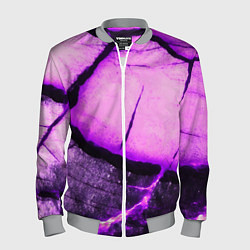Мужской бомбер Трещины на абстрактном фиолетовом фоне