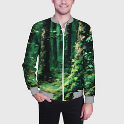 Бомбер мужской Зелёный летний лес, цвет: 3D-меланж — фото 2