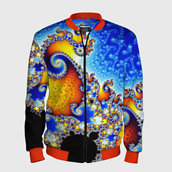 Бомбер мужской Фрактальный узор текстура синий, цвет: 3D-красный