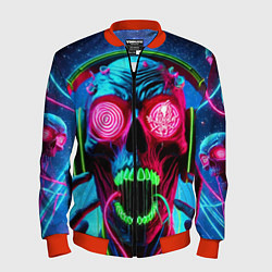 Мужской бомбер Metallica - neon skull with headphones