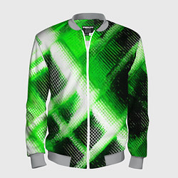 Бомбер мужской Зелёная сеть на чёрном фоне, цвет: 3D-меланж