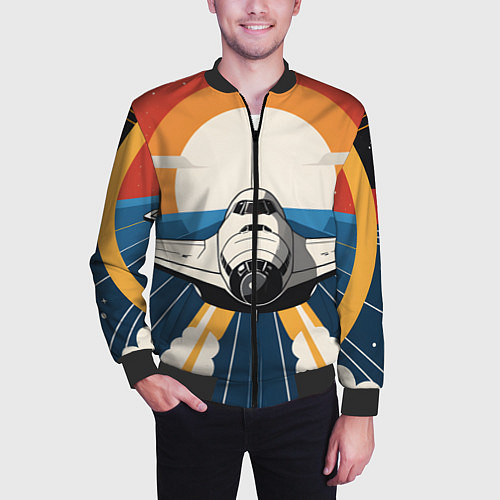 Мужской бомбер Скоростной ретро самолет / 3D-Черный – фото 3