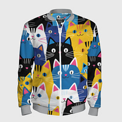 Бомбер мужской Много цветных котиков, цвет: 3D-меланж