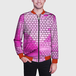 Бомбер мужской Розовые кирпичики, цвет: 3D-красный — фото 2