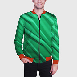 Бомбер мужской Зелёный пластик, цвет: 3D-красный — фото 2