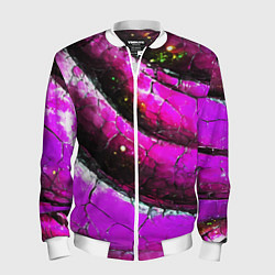 Бомбер мужской Розовая волнистая абстракция, цвет: 3D-белый
