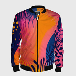 Бомбер мужской Векторная абстракция с растениями - нейросеть, цвет: 3D-черный