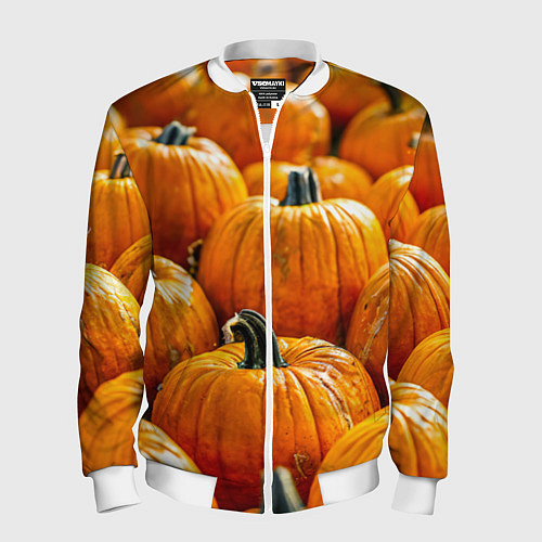 Мужской бомбер Много тыкв / 3D-Белый – фото 1