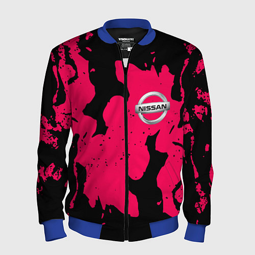 Мужской бомбер Nissan fire pink / 3D-Синий – фото 1
