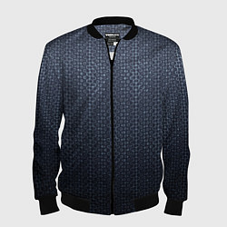 Мужской бомбер Тёмный серо-синий градиент текстурированный с узор