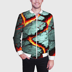 Бомбер мужской Треснувший камень жёлтый, цвет: 3D-белый — фото 2