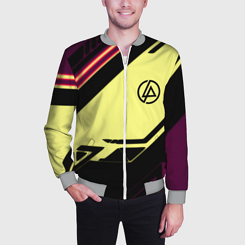 Мужской бомбер Linkin park geometry steel / 3D-Меланж – фото 3