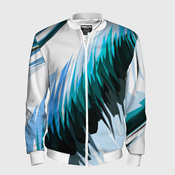 Мужской бомбер Чёрно-синие острые полосы на белом фоне