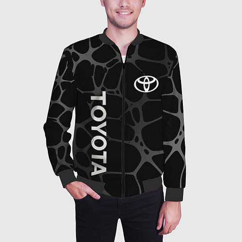 Мужской бомбер Toyota - монохромный аква / 3D-Черный – фото 3