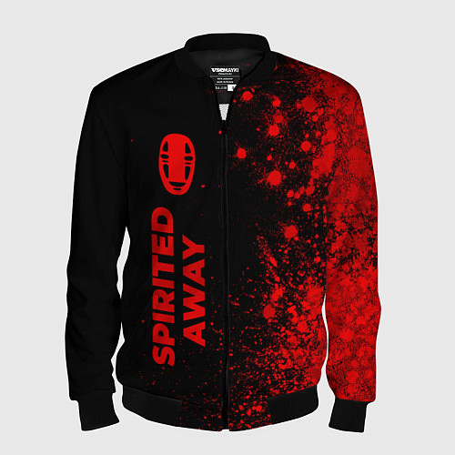 Мужской бомбер Spirited Away - red gradient по-вертикали / 3D-Черный – фото 1