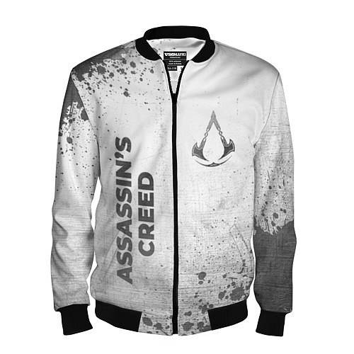 Мужской бомбер Assassins Creed - white gradient вертикально / 3D-Черный – фото 1