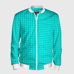 Бомбер мужской Неоновый голубой паттерн клетка, цвет: 3D-белый