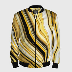 Мужской бомбер Волнистые вертикальные чёрно-жёлтые полосы