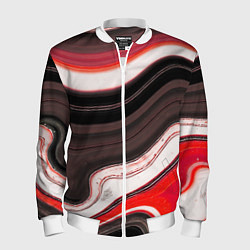 Мужской бомбер Волнистые горизонтальные чёрно-красные полосы на б