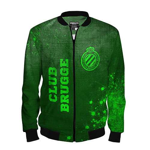 Мужской бомбер Club Brugge - green gradient вертикально / 3D-Черный – фото 1