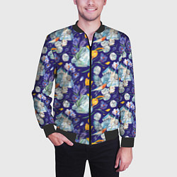 Бомбер мужской Крокусы и зяблик во льдах, цвет: 3D-черный — фото 2