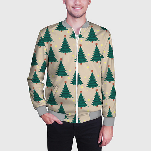 Мужской бомбер Новогодняя ель / 3D-Меланж – фото 3