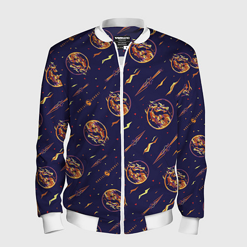 Мужской бомбер Mortal Kombat logo pattern / 3D-Белый – фото 1