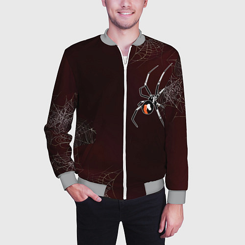 Мужской бомбер Паук тарантул на паутине / 3D-Меланж – фото 3