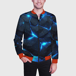 Бомбер мужской Неоновый синий свет из плит, цвет: 3D-красный — фото 2