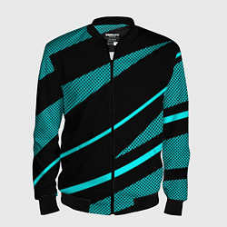 Мужской бомбер Чёрный с голубым полосы текстура