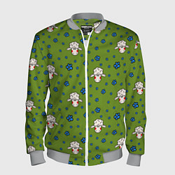 Мужской бомбер Овечки и цветочки