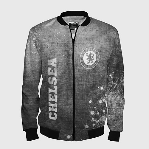 Мужской бомбер Chelsea - grey gradient вертикально / 3D-Черный – фото 1
