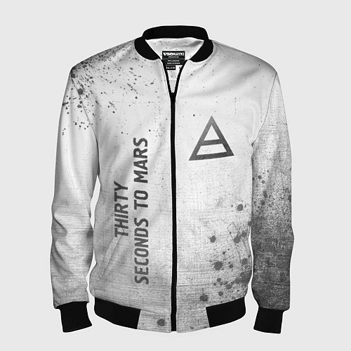 Мужской бомбер Thirty Seconds to Mars - white gradient вертикальн / 3D-Черный – фото 1