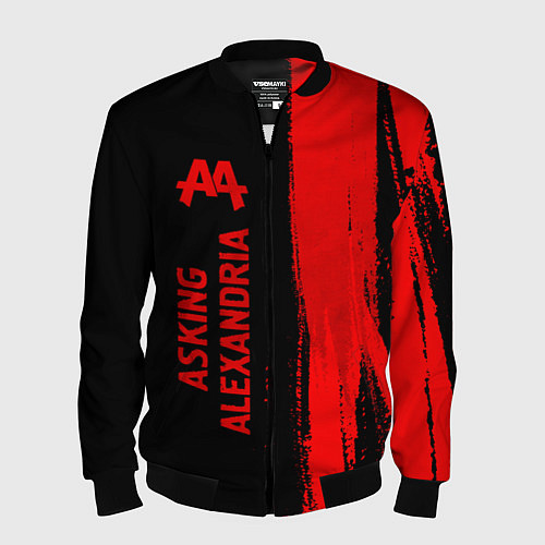 Мужской бомбер Asking Alexandria - red gradient по-вертикали / 3D-Черный – фото 1