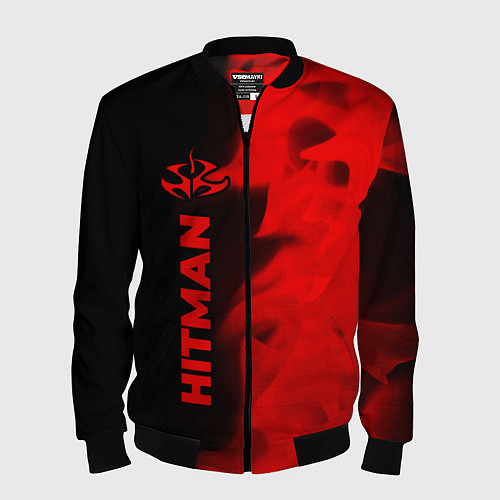 Мужской бомбер Hitman - red gradient по-вертикали / 3D-Черный – фото 1