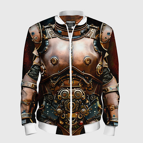Мужской бомбер Рыцарские доспехи фэнтези Стимпанк / 3D-Белый – фото 1