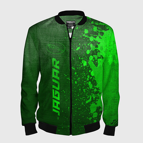 Мужской бомбер Jaguar - green gradient по-вертикали / 3D-Черный – фото 1
