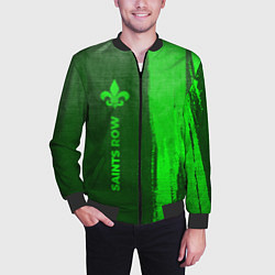 Бомбер мужской Saints Row - green gradient по-вертикали, цвет: 3D-черный — фото 2
