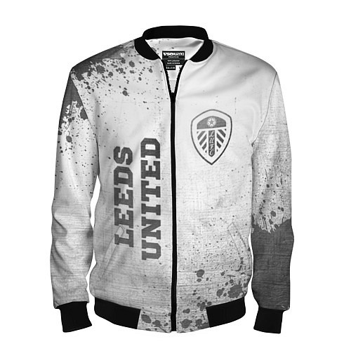 Мужской бомбер Leeds United - white gradient вертикально / 3D-Черный – фото 1