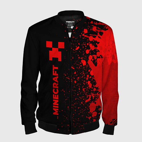 Мужской бомбер Minecraft - red gradient по-вертикали / 3D-Черный – фото 1