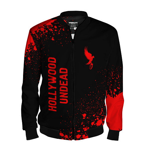 Мужской бомбер Hollywood Undead - red gradient вертикально / 3D-Черный – фото 1