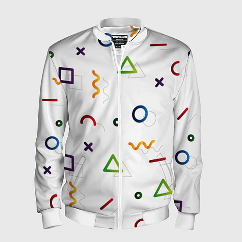Мужской бомбер Геометрический хаос / 3D-Белый – фото 1